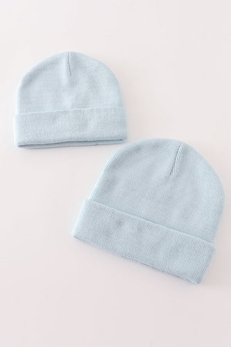 Blue ribbed basic knit beanie - ARIA KIDS