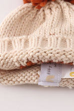 Beige pompom hi cable beanie - ARIA KIDS