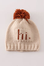 Beige pompom hi cable beanie - ARIA KIDS