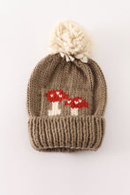 Brown pompom mushroom cable beanie - ARIA KIDS