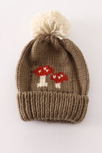 Brown pompom mushroom cable beanie - ARIA KIDS