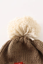 Brown pompom mushroom cable beanie - ARIA KIDS