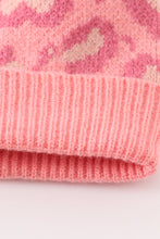 Pink pompom leopard cable beanie - ARIA KIDS