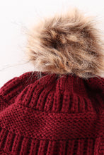 Burgundy pompom cable beanie - ARIA KIDS