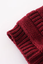 Burgundy pompom cable beanie - ARIA KIDS