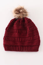 Burgundy pompom cable beanie - ARIA KIDS