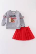 Premium Grey milk cookie Santa ruffle skirt set - ARIA KIDS