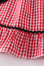 Red gingham woven character embroidery girl dress - ARIA KIDS