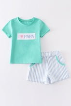 Green I love PAPA embroidery boy set - ARIA KIDS