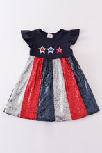Navy Patriotic star sequin ruffle dress - ARIA KIDS