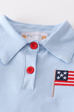 Blue patriotic flag embroidery boy set - ARIA KIDS