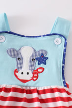 Blue patriotic cow applique boy bubble - ARIA KIDS