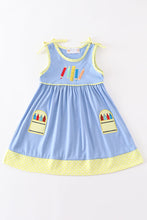 Blue crayon embroidery strap dress - ARIA KIDS