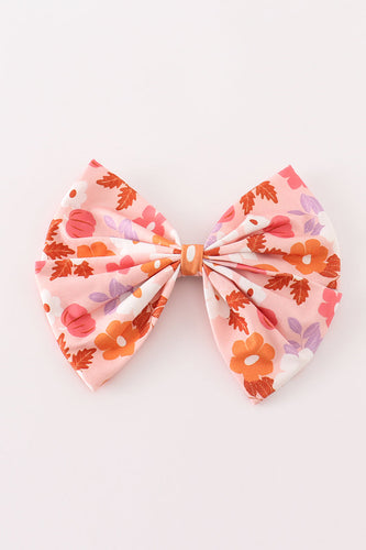 Pumpkin floral print 1pc hair bow - ARIA KIDS