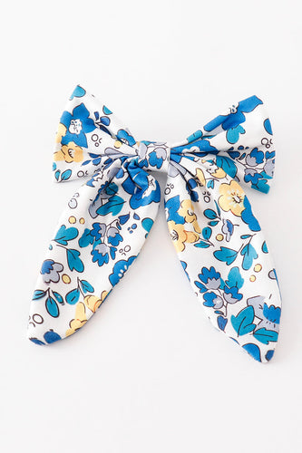 Blue floral print hair sailor bow - ARIA KIDS