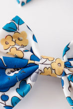 Blue floral print piggie hair bow - ARIA KIDS