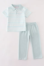 Blue stripe ruffle boy pants set - ARIA KIDS