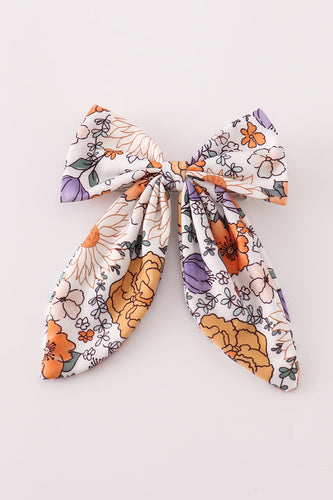 Coral floral print hair sailor bow - ARIA KIDS