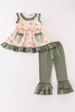 Green pumpkin ruffle girl pants set - ARIA KIDS