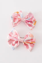 Pink character print piggie hair bow - ARIA KIDS