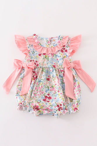 Pink floral print ruffle bubble