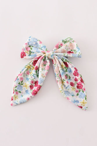 Pink floral print sailor hair bow - ARIA KIDS