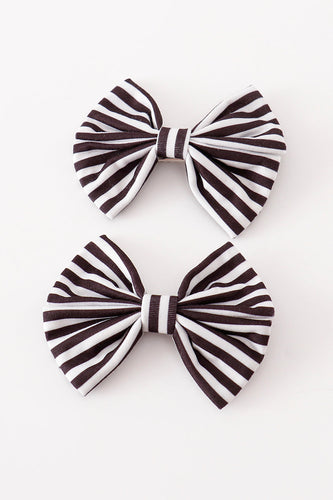 Black stripe piggie hair bow - ARIA KIDS