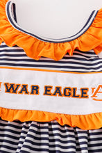 Navy WAR EAGLE embroidery stripe dress - ARIA KIDS