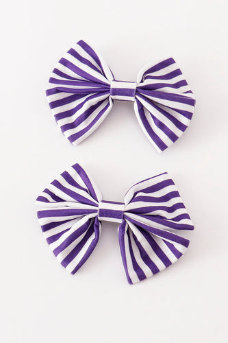 Purple stripe piggie hair bow - ARIA KIDS