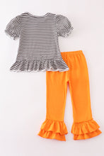 Halloween pumpkin puppy stripe applique girl set - ARIA KIDS