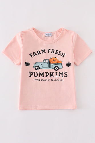 Pink farm fresh pumpkins girl top - ARIA KIDS