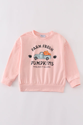 Pink farm fresh pumpkins girl top - ARIA KIDS