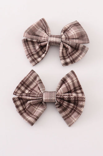 Brown plaid girl hair sailor bow - ARIA KIDS