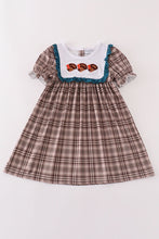 Brown plaid turkey french knot girl dress - ARIA KIDS