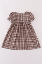 Brown plaid turkey french knot girl dress - ARIA KIDS