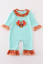 Green turkey applique girl romper - ARIA KIDS