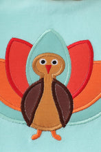 Green turkey applique girl romper - ARIA KIDS