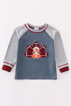 Blue turkey applique boy raglan top - ARIA KIDS