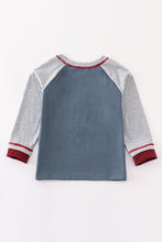 Blue turkey applique boy raglan top - ARIA KIDS