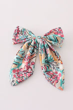 Teal floral print hair sailor bow - ARIA KIDS