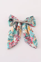 Teal floral print hair sailor bow - ARIA KIDS