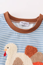 Blue stripe thanksgiving turkey french knot boy set - ARIA KIDS