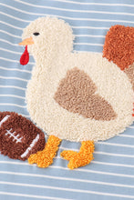 Blue stripe thanksgiving turkey french knot boy set - ARIA KIDS