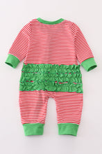 Red stripe christmas tree ruffle girl romper - ARIA KIDS