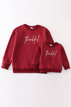 Maroon thankful fleece mom&me sweatshirt - ARIA KIDS