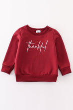 Maroon thankful fleece mom&me sweatshirt - ARIA KIDS