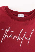 Maroon thankful fleece mom&me sweatshirt - ARIA KIDS