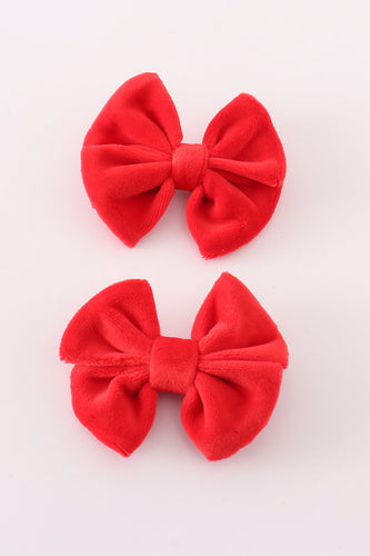 Red velvet girl piggie hair bow - ARIA KIDS