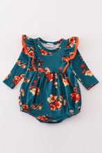 Green floral print girl ruffle bubble - ARIA KIDS