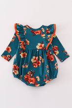 Green floral print girl ruffle bubble - ARIA KIDS